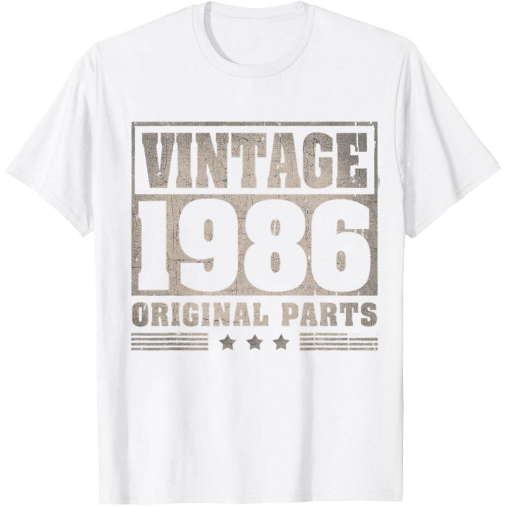 Vintage 1986 Original Parts Summer Men TShirt Classic Retro Design Casual Wear For Birthday Gift Anniversary Present