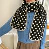 Korean Style Color-Block Polka Dot Double-Sided Scarf For Women Fashion Warm Thickened Furry Knitted Scarfves