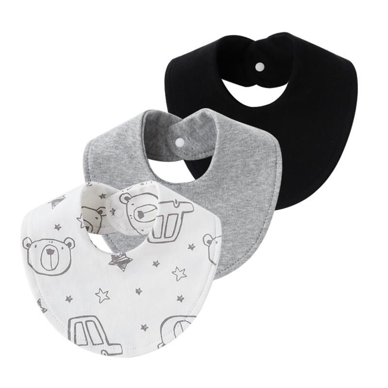 3Pcs Baby Cotton Bibs Burp Cloth Cartoon Print Infant Saliva Towels for Girls Boys Newborn Bib Toddler Stuff Baby Accessories