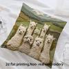 2d Flat Printing, Super Soft Short Plush Pillowcase, Double Alpaca Farm Has the Feel, Non-real Embroidery, Suitable for Sofa, Living Room