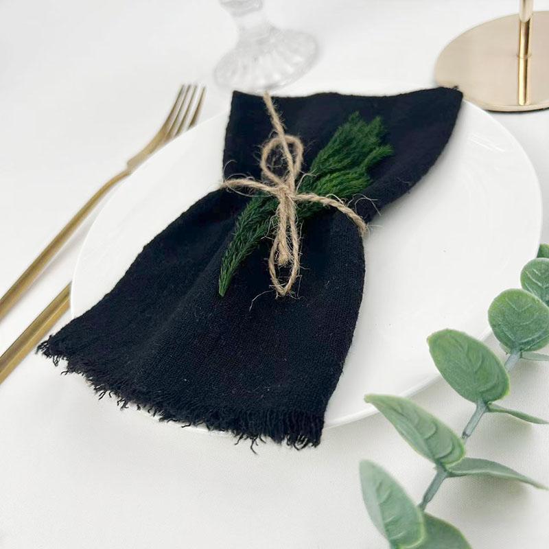 24pcs 32x32cm Sage Green Gauze Cotton Napkin Reusable Wedding Party Christmas Table Decor Retro Burrs Napkins Wholesale