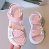 Girls Princess Sandals with Leaves Fashion Kids Summer Beach Shoes Children Causal Shoes Simple Platform Hook & Loop Breatheable