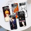 Роскошный чехол для Samsung Galaxy Z Flip 4 3 5G, черный ПК, жесткие чехлы для телефонов, модная задняя крышка ZFlip Funda Kurosaki Ichigo Bleach Sac