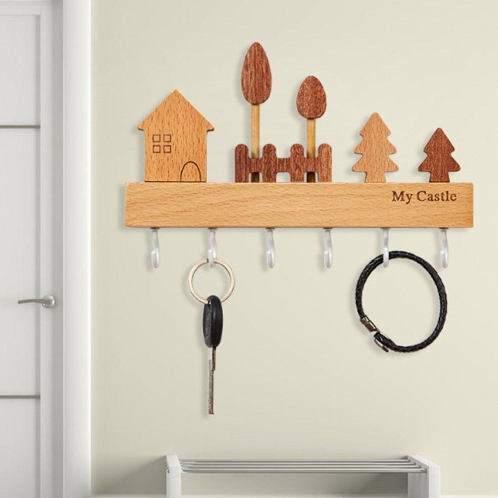 Solid Wood Key Hook Rack Rabbit Decorative Hook Home Decor Accessory Coat Rack Entryway