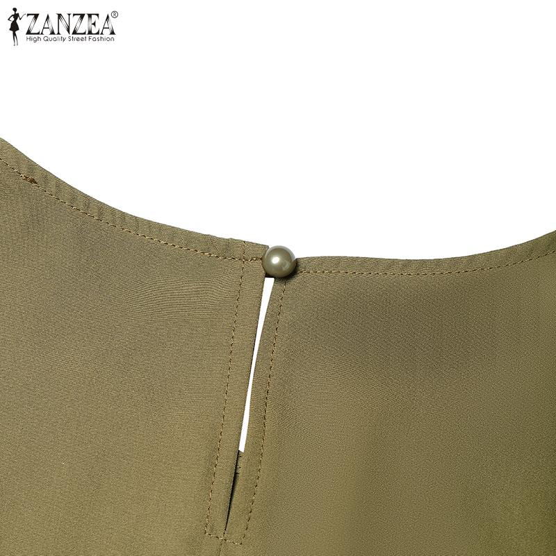 ZANZEA Женское повседневное платье-футляр с круглым вырезом и коротким рукавом