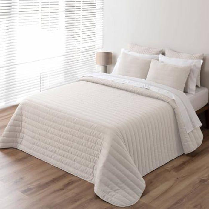 Couvre-lit - PIERRE CARDIN - Beige - 235 X 270 Cm - 2 Housses De Coussin - Toucher Lin 100%