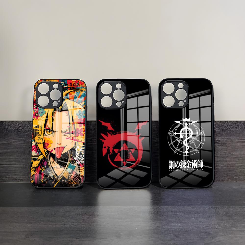 Чехол для телефона F-FULLMETAL A-ALCHEMIST для 17 Pro Max IPhone 16 Pro 14 12 11 13 Mini X XR XS 15 Plus SE Стеклянная крышка
