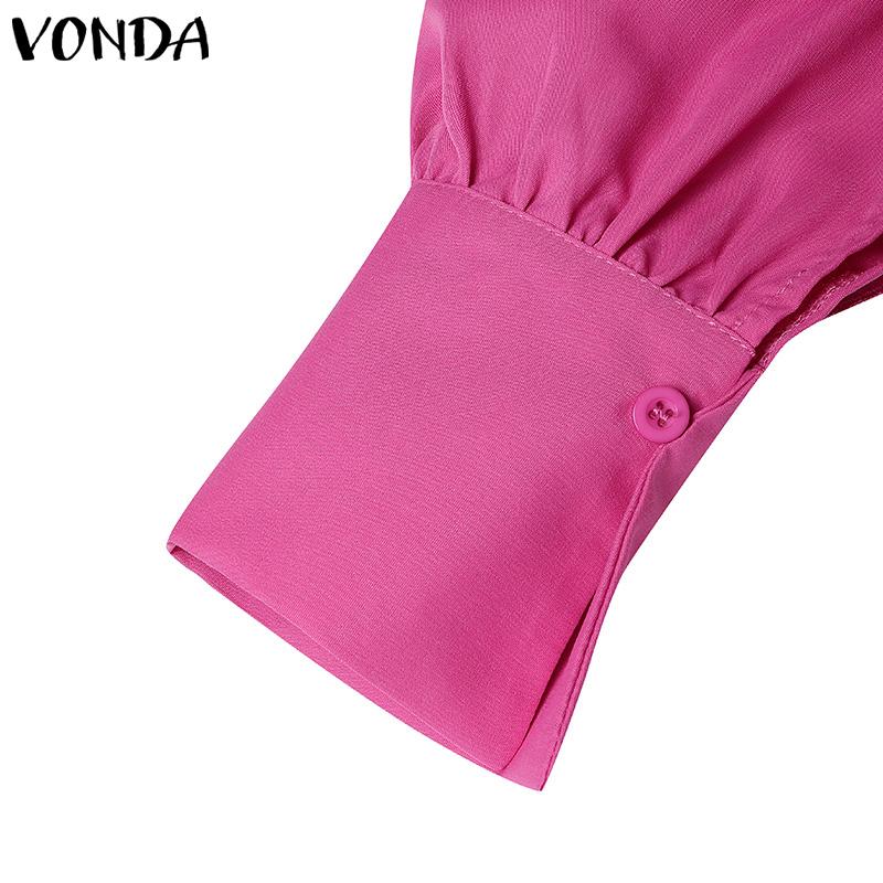 VONDA Женские осенние рубашки с длинным рукавом и воротником-стойкой