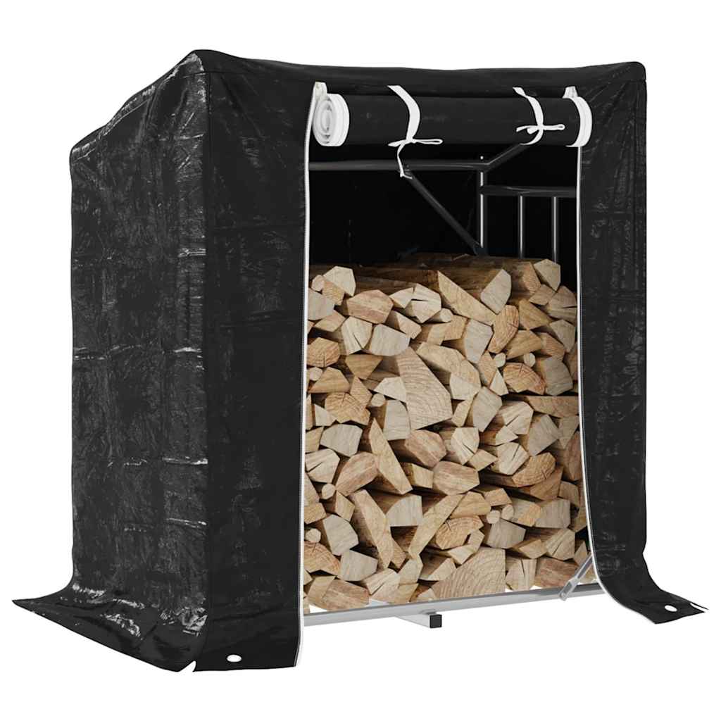 Firewood Rack with Rain Cover 101 x 61 x 110.5 cm Galvanized Steel