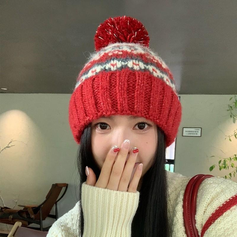 Knit Hat Women Acrylic Material Breathable Windproof Winter Fashionable Autumn