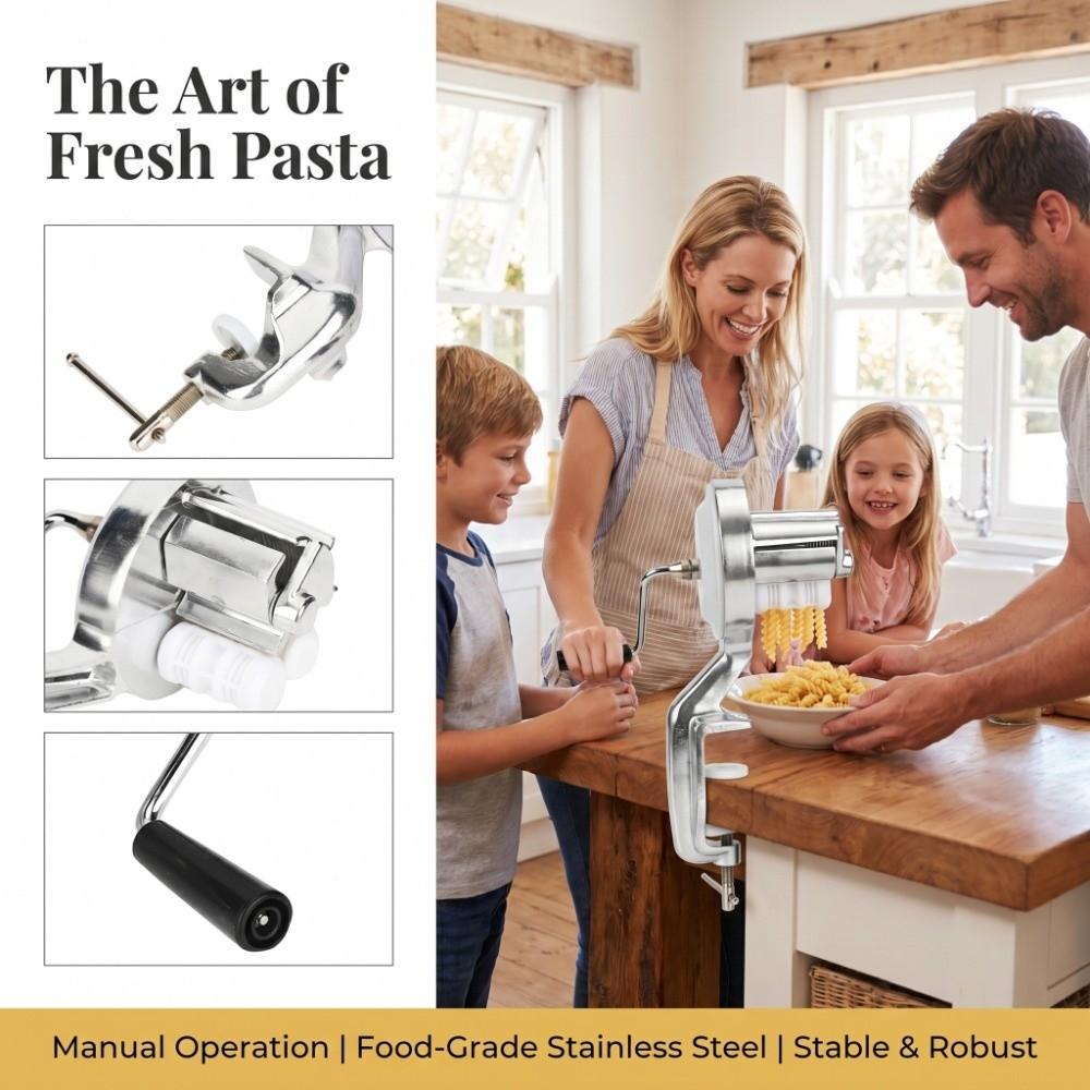 Aluminum Alloy Hand Cranking Noodle Press Portable Pasta Maker Home Kitchen Restaurant