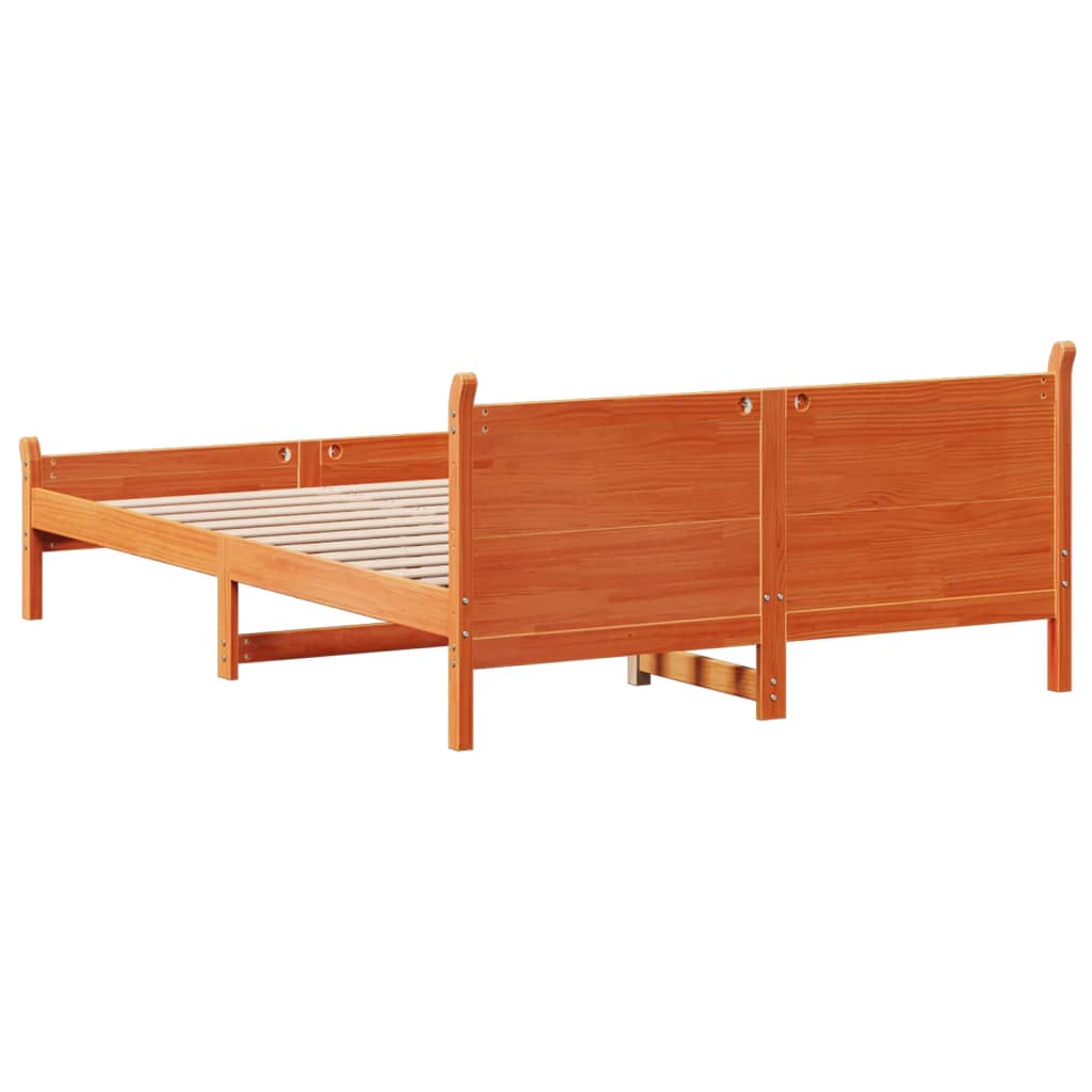 Solid Wood Bed without Mattress Wax Brown 150x200 cm Pine Wood
