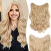 Synthetic Long Wavy Full Head Half Wig V-Shape Clip In Hair Extension 5 Clips For Women Thick Hairpiece