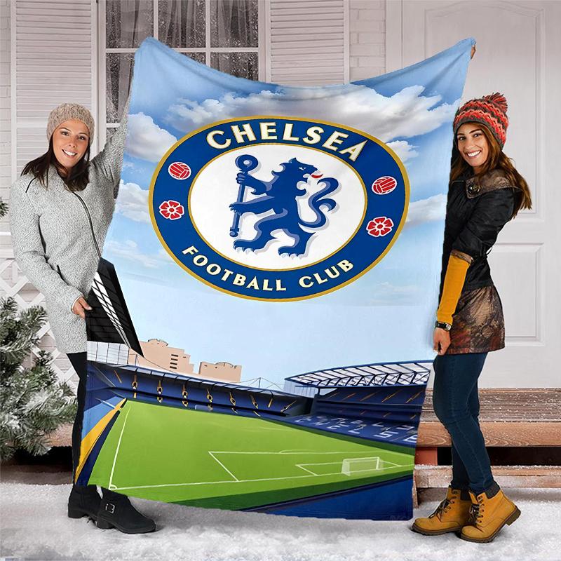 Chelsea FC logo printed throw blanket—soft,warm;versatile blanket for all seasons—perfect as &air-conditioning throw,nap blanket