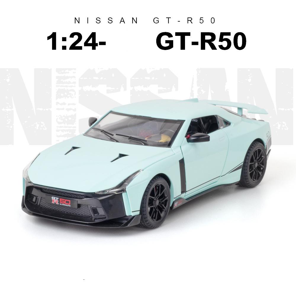 1:24 масштаба Nissan Skyline Ares GTR50 GT-R50, модель автомобиля из сплава, литье под давлением металла, звук, свет, автомобильные игрушки для детей, подарки