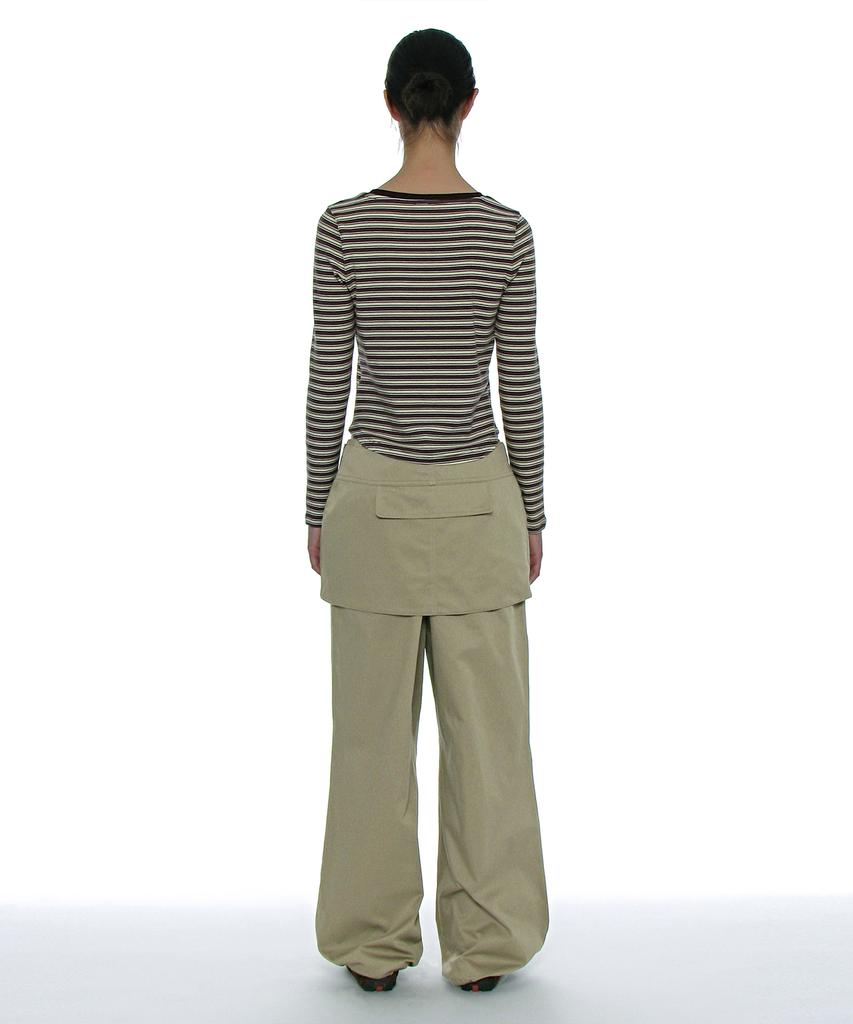 PARTIMENTO WOMEN 2-Way Belted Layered Parachute Pants_Khaki Beige