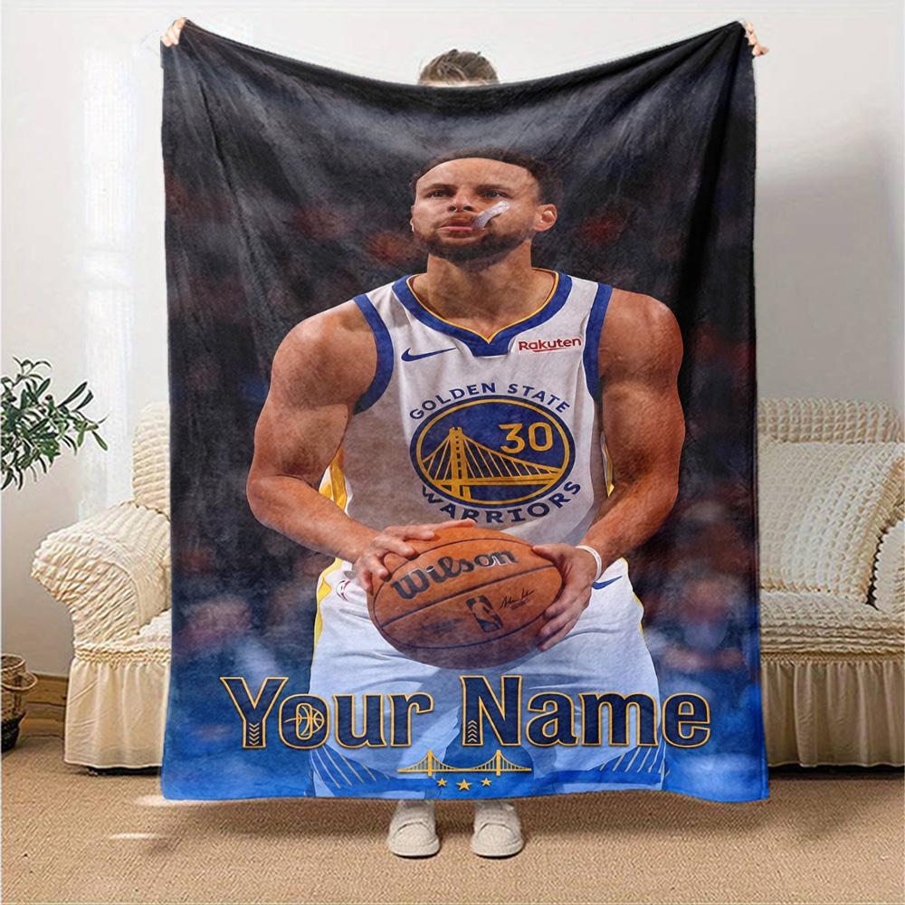 Golden State Warriors Team Personalized Name Blanket Cozy Customizable Blanket Comfortable Perfect for Office Nap Living Room Home Decor