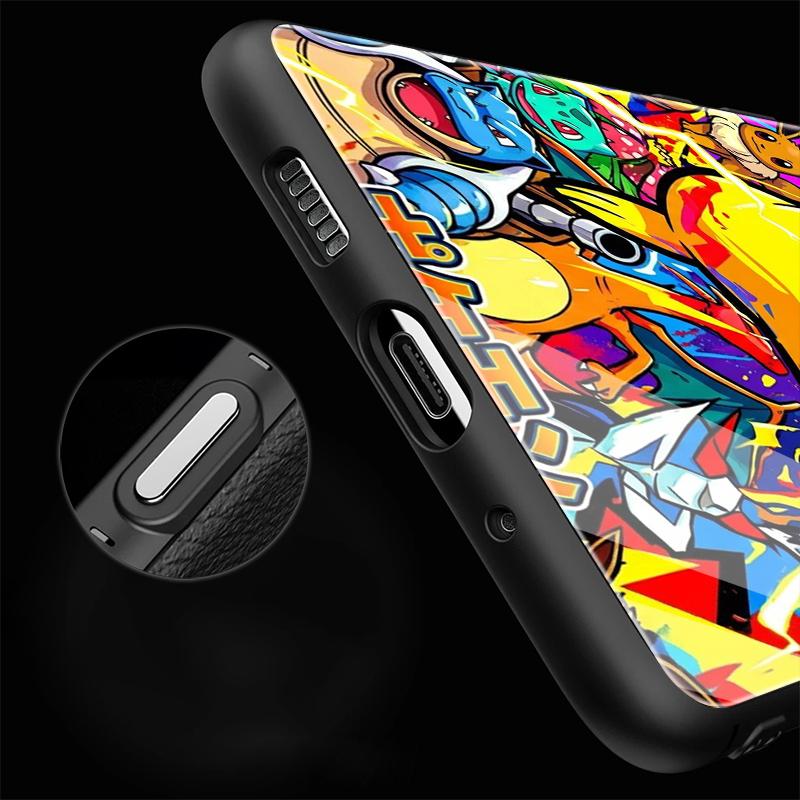 Luxury Phone Cover Glass Case for Samsung Galaxy S26 S25 Ultra S21 S22 S24 S20 FE S25+ S24+ S23+ S23 Plus Hot Anime Pokemon