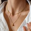 Европейское и американское ожерелье с подвеской в виде капли воды из нержавеющей стали в два слоя - Модная ключичная цепочка для женщин.