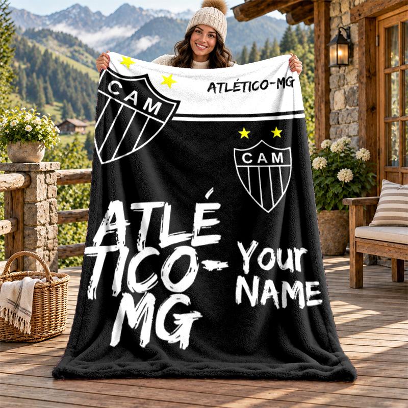 Clube Atletico Mineiro Custom Name Flannel Blanket Personalized Soft Warm Plush Throw Blanket Customized Gift for Family Friends