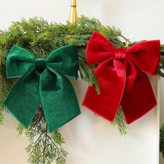 Christmas Bow Red Green Ribbon Bow Xmas Tree Decor Sequined Bow for Windows Doors Gift Wrapping Festive Holiday Decor
