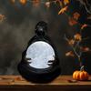 Halloween Crystal Ball Decoration Reaper Statue Gothic Spooky Sculpture with Light-Up Ball Halloween Statue Ornament