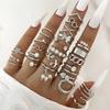 Gold/Silver Wave Joint Rings Set Alloy Love Chain Joint Ring New Multi Style Ring Set  Woman