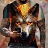 Футболка с принтом Animal Harajuku Graphic 3D, модная футболка с рисунком волка, летняя мужская одежда с коротким рукавом, дышащие футболки для фитнеса