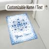 Floral Garden Theme Crystal Velvet Rug Personalized Custom Name Text Soft Floor Mat Home Decor