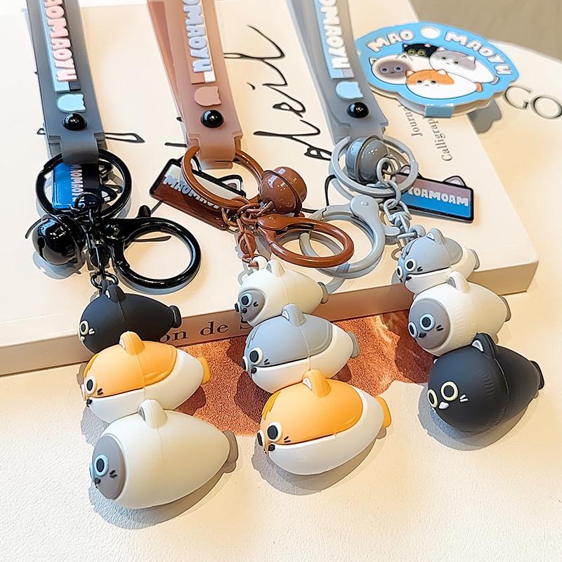 Cat Whimsical Jinnew And Fish Stack Keychain Delightful Resin Key Ring Perfect Gifts For