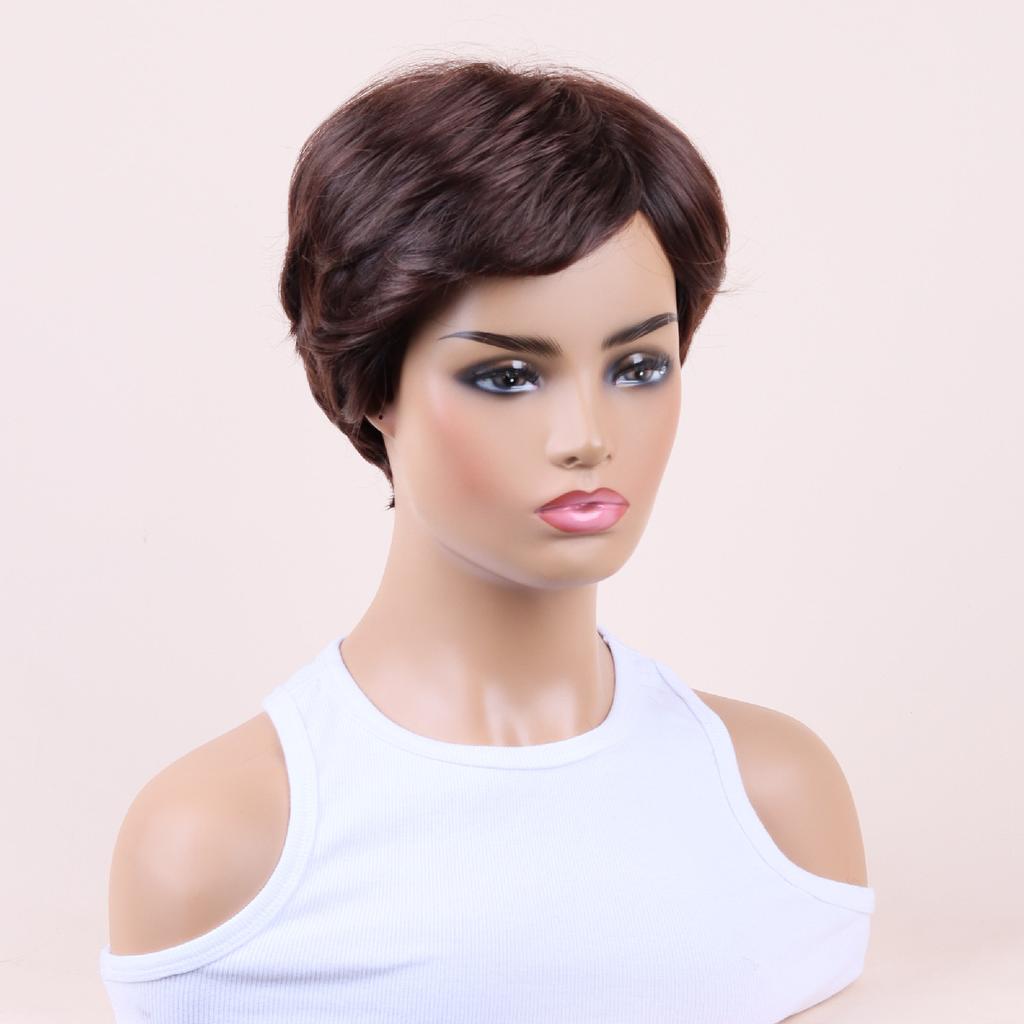 Female Black Brown Wig Women Layered Wigs With Bangs Ladies Natural Wavy Short Wig Daily Use Party Cosplay Heat Resistant Fiber