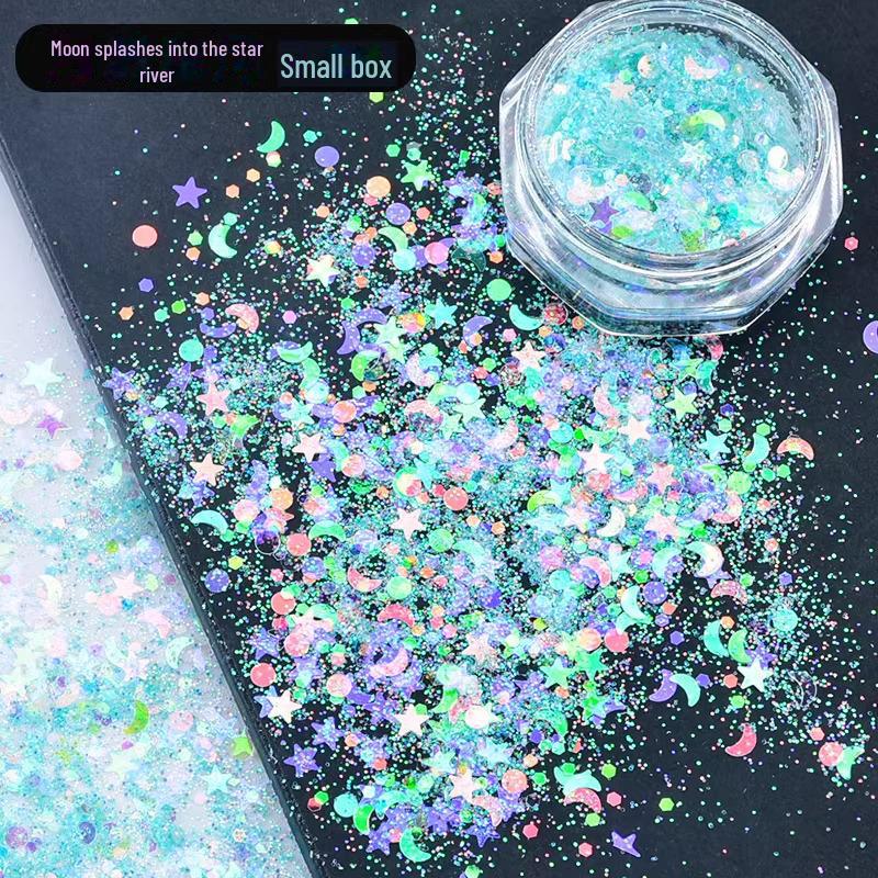 Dreamy Summer Glitter Mix: Hexagonal Sequins, Laser, and Fine Glitter In DIY Hemp Material.