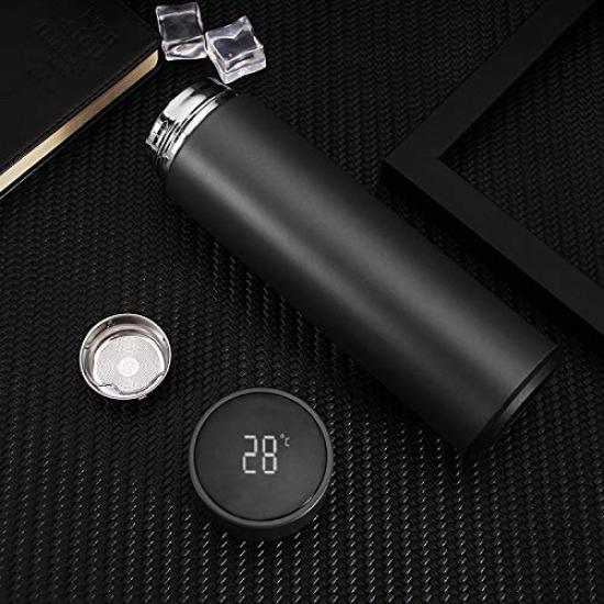 Бутылка-кружка с дисплеем температуры 500 мл. Цифровой дисплей температуры содержимого. Изготовлена из нержавеющей стали. Двухслойная бутылка. Бутылка для воды. Термос.