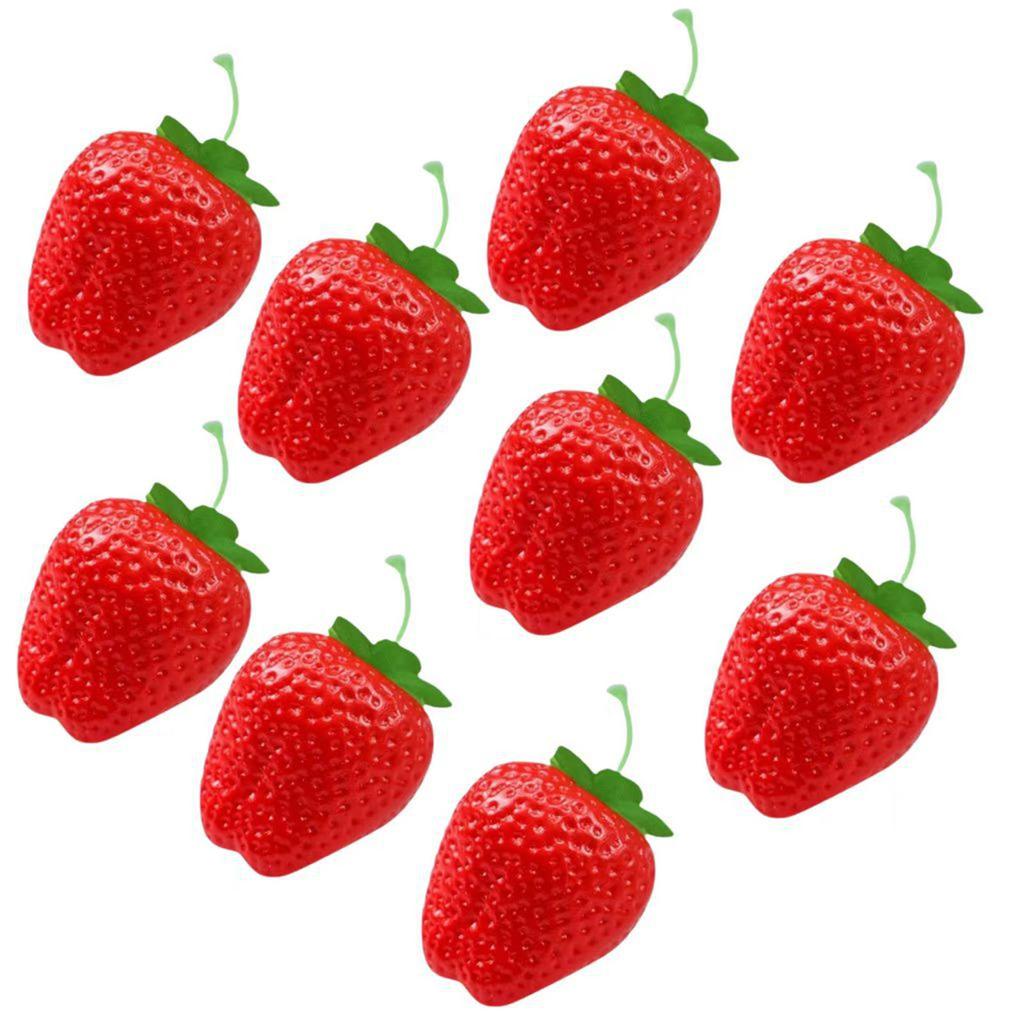 10Pcs Artificial Strawberry Simulation Fruit Model for Home Kitchen Wedding Table Decoration Basket Display Photography