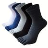 5pairs of Men's Solid Color Five Finger Socks  Simple Cotton  Odor Resistant and Breathable Split Toe Socks