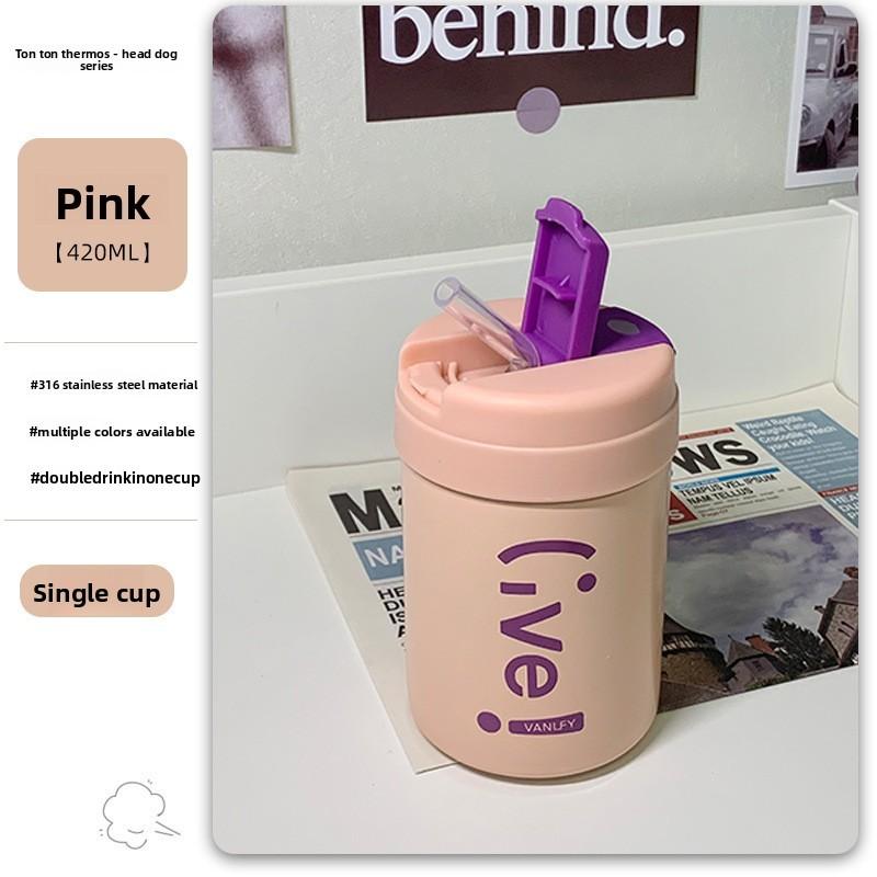 Childrens Travel Insulated Water Bottle With Straw Leakproof For Kids And Teens