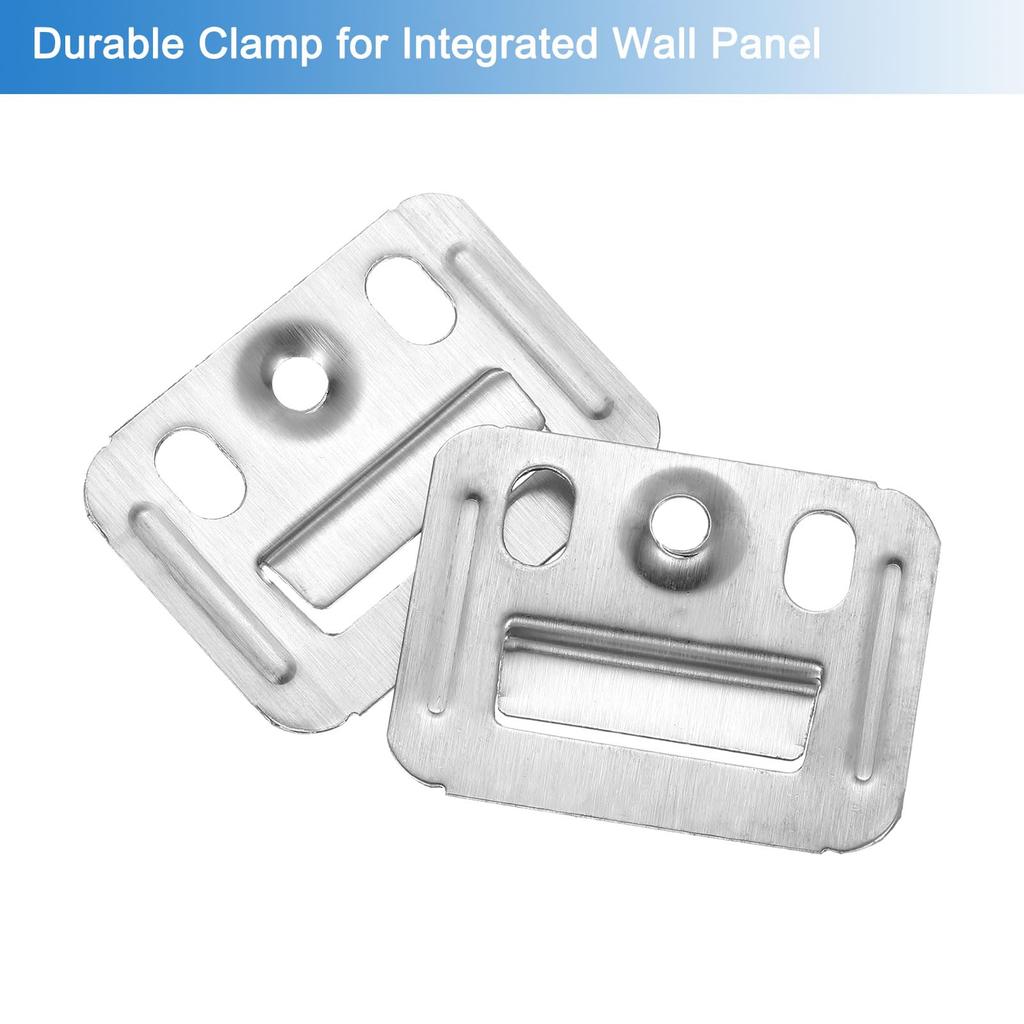 uxcell 120pcs Wall Panel Buckles Stainless Steel Integrated Wall Panel Clips Furniture Fixing Clamps Hanger Wall Mounting Clips Silver 40mmx30mmx0.4mm