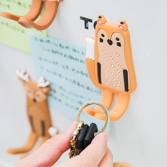 Магнит на холодильник, милая форма животного, силиконовая декоративная наклейка на холодильник, вешалка, крючок для дома