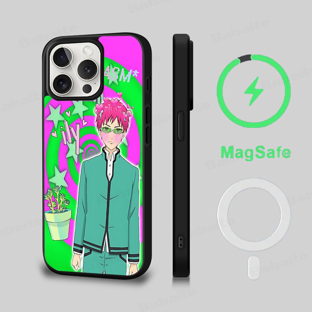 Чехол для телефона Saiki Kusuo No Psi Nan Магнитный чехол для iPhone 16 14 13 12 11 15 Pro Max Plus Для Magsafe Беспроводная зарядка Чехол