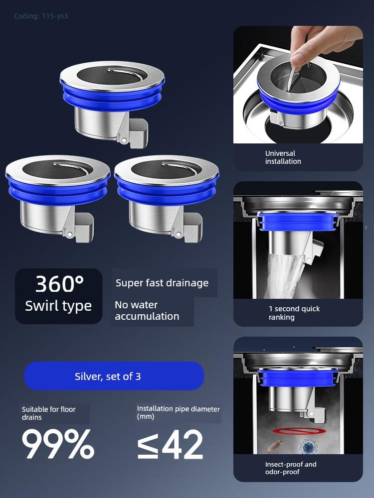 Bathroom Floor Drain Deodorizer, Sewer Sealing Cover, Insect-Proof Toilet Universal Anti-Odor Device, Sealing Core