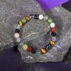 Браслет Близнецы Солнечный камень, тигровый глаз, красный агат, кристаллический кварц, рутиловый кварц, цитрин, нефрит
