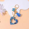 Colorful Hollow Love Heart Keychain Shiny Butterfly Tassel Resin Pendant Key Ring Women Handbag Ornament DIY Accessories Giftt