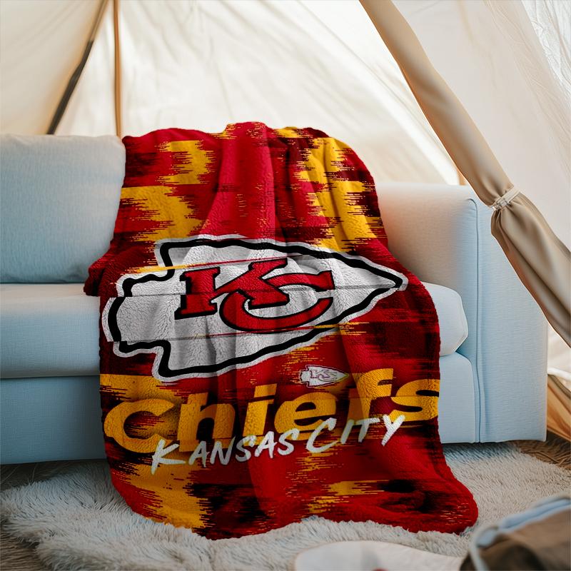 1PC City Chiefs Emblem Printed Soft Flannel Blanket Throw for Adult Bedroom Living Room Sofa Camping Travel Fan gifts Christmas Gifts