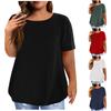 Женская рубашка с коротким рукавом, круглый вырез, футболка больших размеров, однотонные повседневные топы