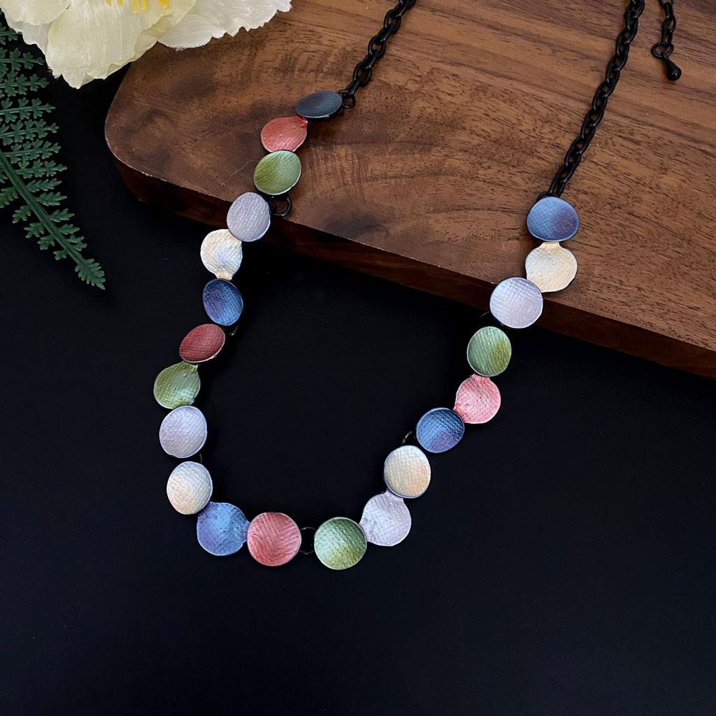 Эмалевый цвет полый геометрический цветок длинная подвеска, женская подвеска-ожерелье в форме сердца с высоким чувством универсальности