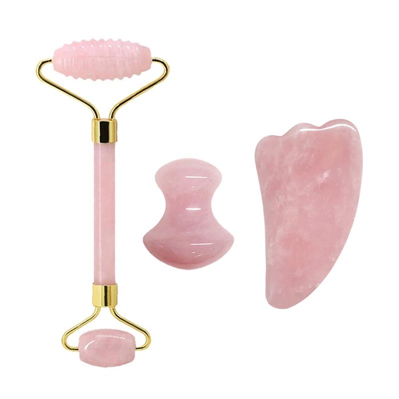 Face Jade Roller Rose Quartz Gua Sha Massage Board Facial Lifting Anti Wrinkle Beauty Skin Care Gouache Scraper Stone Massager