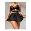 Fantasy Nightgown Skirt Set, Sparkling Black Silvery Thong Set