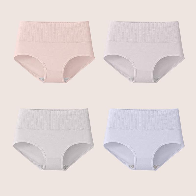 Высокая талия, 4 шт., дышащие женские трусики, хлопковое нижнее белье, трусы, большие размеры M-5XL