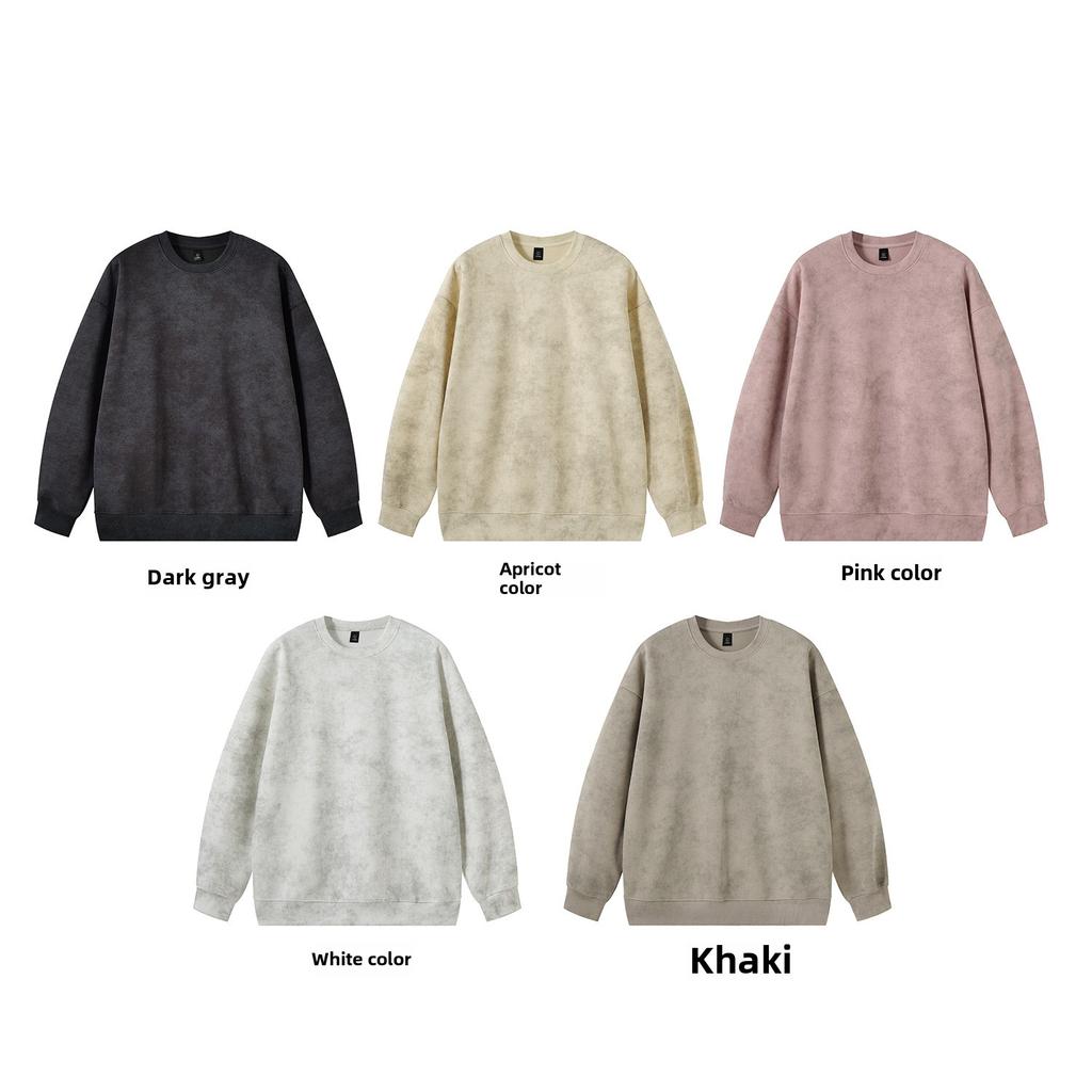 Dirty Tie-dye Sweater Men's Spring and Autumn American Retro Heavy Trend Round Neck