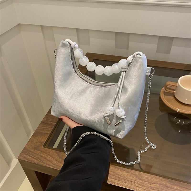 Сумка с бисером, универсальная сумка через плечо, сумка-мессенджер с цепочкой, сумка-пельмень в стиле ретро для женщин